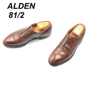 即決 ALDEN オールデン 26.5cm 8.5 913 メンズ レザーシューズ ストレートチップ 内羽根 茶 ブラウン 革靴 皮靴 ビジネスシューズ