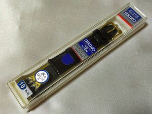 セイコー 腕時計 ベルト 18mm 牛革 金尾錠 バネ棒付き バンド 黒