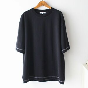 【Lサイズ】新品タケオキクチ THE SHOP TK 配色ステッチ オーバーサイズ 半袖Tシャツ メンズ 黒　ブラック