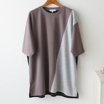 【XLサイズ】新品タケオキクチ THE SHOP TK ブロッキング プルオーバー Tシャツ メンズ　モカブラウン×グレー×黒_画像1