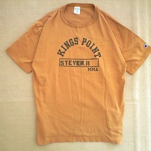 即決 Lサイズ 別注品 USA製 T1011 KINGS POINT Champion REVERSE WEAVE ヘビーウェイト Tシャツ ブラウン ステンシル