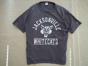 即決 BUDDY 別注 XLサイズ USA製 Champion T1011 ヘビーウェイト Tシャツ JACKSONVILLE WHITECATS ネイビー ナス紺 蜘蛛の巣 スパイダー