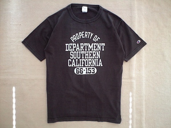 即決 Lサイズ USA製 Champion T1011 ヘビーウェイト Tシャツ 黒 SOUTHERN CALIFORNIA 5段プリント カプセル カリフォルニア