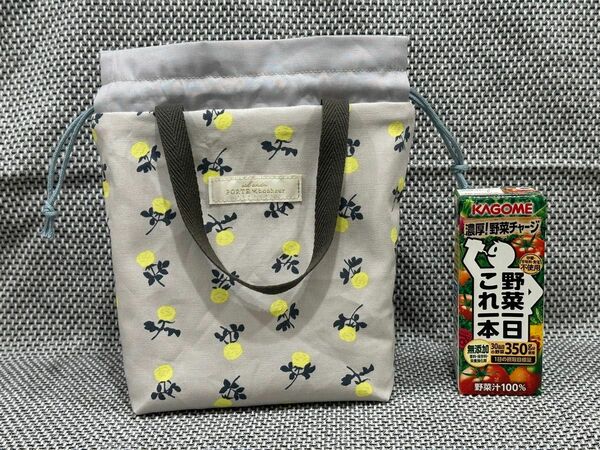 972 保冷・保温巾着　グレー　ハンドメイド