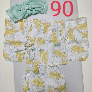 浴衣 90 ミモザ キラキラ ラメ 夏 夏祭り 祭り 子供 保育園 幼稚園