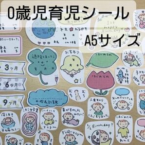 ☆A5サイズ大まかカット0歳児育児記録柄母子手帳マタニティフレークシール