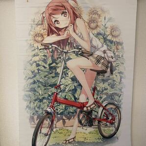 【100円〜】 カントク 描き下ろしB2タペストリー 軸中心派 自転車 スカート 美少女 5年目の放課後の画像1