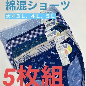 【大寸5枚組】綿混ショーツ　総柄プリント　まとめ売り　激安 期間限定　5Ｌ