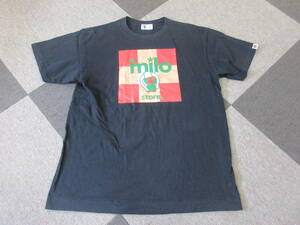 00s A BATHING APE milo store Tシャツ Lサイズ 黒 日本製 シングルステッチ アベイシングエイプ babymilo オールド スケーター 