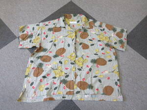 PINK HOUSE rayon open color shirt fruit total pattern blouse aro is Pink House Vintage Ingeborg P0132FB10 pineapple 
