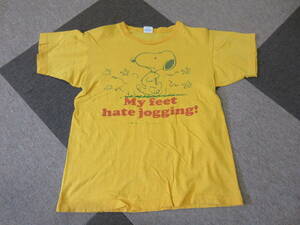 70s80s Champion バータグ スヌーピー Tシャツ レディース Mサイズ USA製 シングルステッチ Snoopy ヴィンテージ オリジナル 古着女子