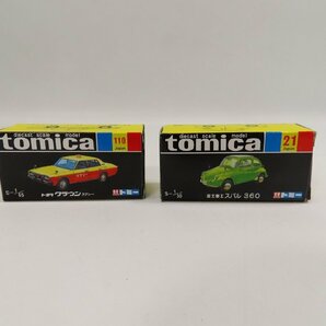 ◇Y411/tomica 黒箱 ミニカー 計2点セット /1/50 富士重工 スバル 360 21/ 1/65 トヨタ クラウン タクシー 110/ミニカー/1円～の画像1