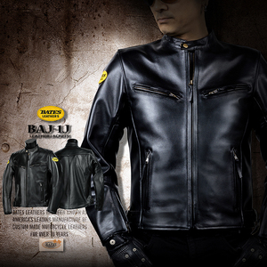 BAJ-1J　ベイツ レザージャケット (ブラック　XLサイズ) メンズ 本革 シングル ライダース 革ジャン BATES