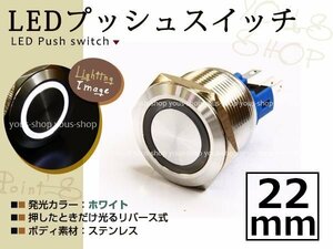 埋込式モーメンタリ リング プッシュスイッチ イルミ 22mm 白