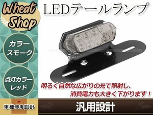 バイク 汎用 LED ミニテールランプ スモークレンズ 12V ブレーキ連動 ナンバー灯搭載 マウント一体型 取付ボルト・ナット付属 衝突防止