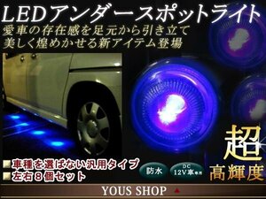 LEDスポットライト 汎用 車 アンダーライト ブルー 8個セット