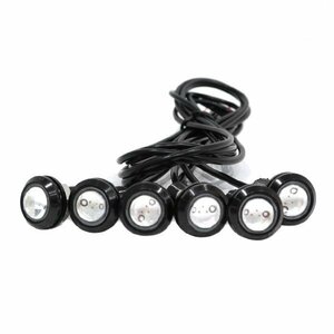 Б スポットライト LED イーグルアイ レッド 6個セット 12V 高輝度 超小型 デイライト 18mm 防水仕様 フラッシュ ボルト 牛目