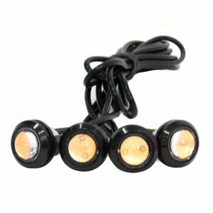 Б スポットライト LED イーグルアイ ピンク 4個セット 12V 高輝度 超小型 デイライト 18mm 防水仕様 常時点灯 ボルト 牛目