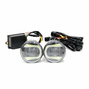 ю 【 送料無料】 汎用 高輝度 LED フォグランプ キット デイライト内蔵 12V/24V 左右 セット 2個 ユニット 防水 ホワイト 白 6000K IP67