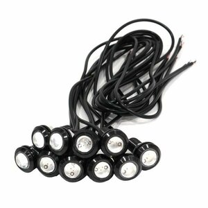 Б スポットライト LED イーグルアイ レッド 10個セット 12V 高輝度 超小型 デイライト 18mm 防水仕様 フラッシュ ボルト 牛目