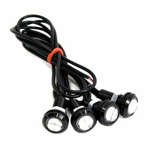 Б スポットライト LED イーグルアイ グリーン 4個セット 12V 高輝度 超小型 デイライト 18mm 防水仕様 常時点灯 ボルト 牛目