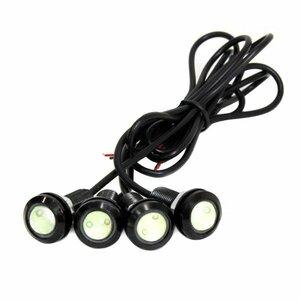 Б スポットライト LED イーグルアイ アイスブルー 4個セット 12V 高輝度 超小型 デイライト 18mm 防水仕様 フラッシュ ボルト 牛目