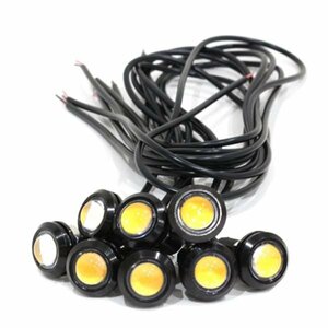 Б スポットライト LED イーグルアイ イエロー 8個セット 12V 高輝度 超小型 デイライト 18mm 防水仕様 フラッシュ ボルト 牛目