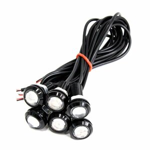 Б スポットライト LED イーグルアイ グリーン 6個セット 12V 高輝度 超小型 デイライト 18mm 防水仕様 常時点灯 ボルト 牛目