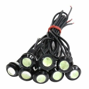 Б スポットライト LED イーグルアイ アイスブルー 8個セット 12V 高輝度 超小型 デイライト 18mm 防水仕様 常時点灯 ボルト 牛目