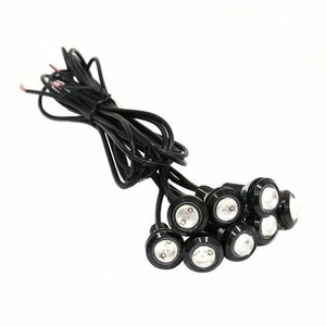 Б スポットライト LED イーグルアイ レッド 8個セット 12V 高輝度 超小型 デイライト 18mm 防水仕様 常時点灯 ボルト 牛目