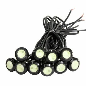 Б スポットライト LED イーグルアイ アイスブルー 10個セット 12V 高輝度 超小型 デイライト 18mm 防水仕様 フラッシュ ボルト 牛目