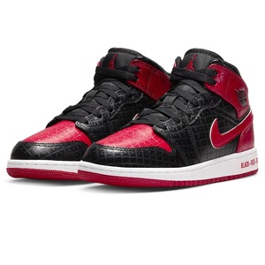 ☆NIKE AIR JORDAN 1 MID SS GS BRED 黒/赤 23.0cm ナイキ エア ジョーダン 1 ミッド SS グレードスクール DM9650-001