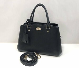 ★COACH コーチ F34835 ミニマーゴット キャリーオール レザー 2WAY クロスボディ ハンドバッグ ショルダー ブラック系 中古★004034