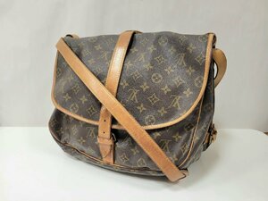 ★LOUIS　VUIITON　ルイヴィトン　モノグラム　ソミュール３５　M42254　ショルダーバッグ　ブラウン　レザー　中古★003803