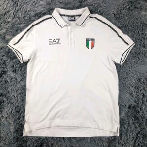 EMPORIO ARMANI エンポリオアルマーニ ポロシャツ XL 白ホワイト EA7 イタリア国旗ロゴ 大きいサイズ