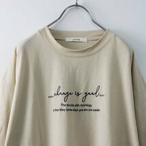 AS KNOW AS アズノゥアズ フロント刺繍 ビッグシルエット 半袖Tシャツ /ベージュ チュニック カットソー【2400013879002】_画像3