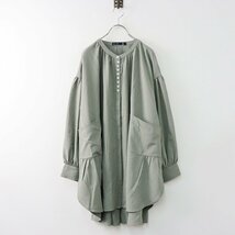 大きいサイズ AS KNOW AS olaca アズノゥアズ オオラカ こだわりの着心地BL ギャザーブラウス 15/グレー系 シャツ【2400013879033】_画像1