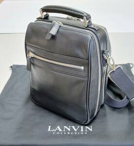 LANVIN　ランバン　ラムレザー　ショルダーバッグ　メンズ　黒【美品】