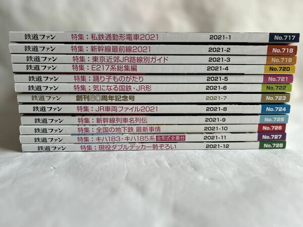 鉄道ファン 2021年1月 2月 ３月 4月 5月 6月 7月 8月 9月 10月 11月 12月号 計12冊セット 交友社 まとめ売り