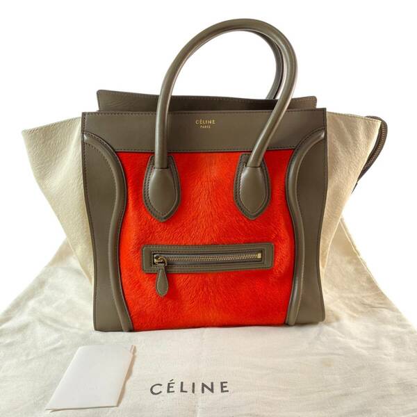 美品 セリーヌ CELINE レディース ラゲージ ハンドバッグ ハラコ