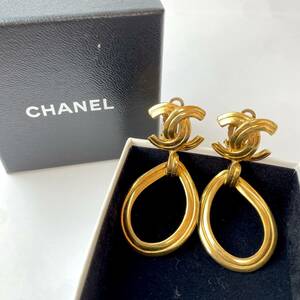 シャネル CHANEL レディース ココマーク イヤリング ビンテージ vintage フープ ゴールド 箱付き