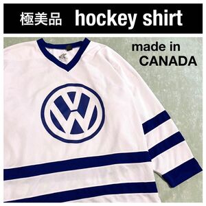 極美品 希少！kobe sportsカナダ製 ホッケーシャツ ゲームシャツ フォルクスワーゲン 白×紺 オーバーシルエット
