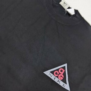 16．NIKE ACG 状態良好 90s ヴィンテージ 裾シングルステッチ デカロゴ プリント 半袖 Tシャツ オールド ナイキ メンズL 黒青ピンクx503の画像4