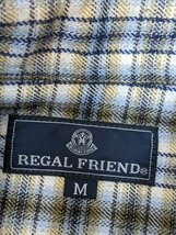 19．REGAL FRIEND チェック柄 レトロデザイン 長袖 ネルシャツ アメカジ メンズM 水色黄土色白黒x508_画像3