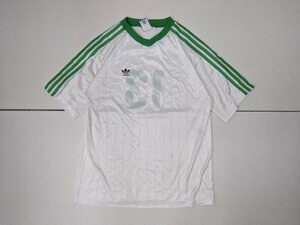 8.USA производства Adidas 80s десять тысяч национальный флаг бирка боковой линия Logo короткий рукав Lynn ga- футболка форма игра рубашка Vintage мужской M белый зеленый x602