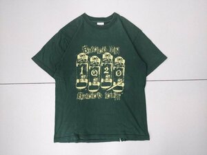 14．ユナイテッドアスレ GOODプリント フェードカラー BLOOD IN BLOOD OUT デカロゴ 半袖 Tシャツ UNITED ATHLE メンズM 緑系x603