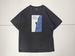 12．状態良好 monbell デカロゴ プリント 速乾素材 半袖 Tシャツ モンベル メンズXL ダークグレーx604