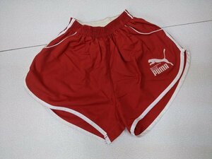 9．PUMA 90s ヴィンテージ ヒットユニオン製 デカロゴ パイピング ショーツ ショートパンツ オールド プーマ Lサイズ 赤白x604