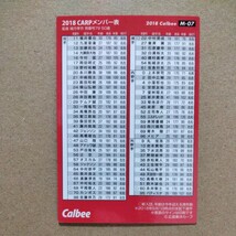 カルビープロ野球チップス2018−M07　カープメンバー表カード　緒方孝市_画像2