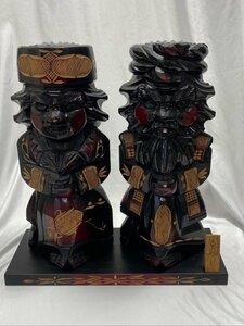 えぞ特彫人形 ニポポ 夫婦 勇峰作 台座付 56㎝ 在銘 工芸品 置物 インテリア 北海道 ☆ちょこオク☆雑貨140